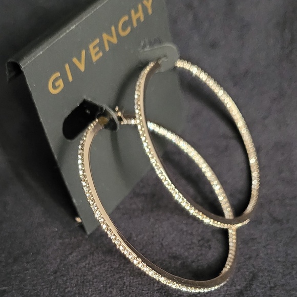 Givenchy Jewelry - Givenchy Pave' 2" Medium Hoop Earrings NWT